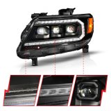 ANZO 15-22 Chevy Colorado Blk Housing Full LED DRL Projector Headlight w/ Sequential Light Bar thumbnail 4