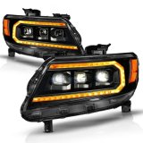 ANZO 15-22 Chevy Colorado Full LED Headlights w/ Initiation (Amber DRL) - Black thumbnail 1