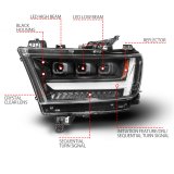 ANZO 19-24 RAM 1500 (New Body/OE Halogen) Full LED Proj Headlights DRL/SeqSig Black - Driver Side thumbnail 1