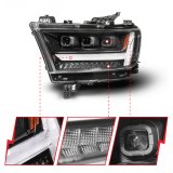 ANZO 19-24 RAM 1500 (New Body/OE Halogen) Full LED Proj Headlights DRL/SeqSig Black - Driver Side thumbnail 3