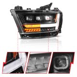 ANZO 19-24 RAM 1500 (New Body/OE Halogen) Full LED Proj Headlights DRL/SeqSig Black - Driver Side thumbnail 8