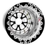 Weld V-Series 15x10 / 5x4.5 BP / 3in. BS Black Center w/ Polished Shell - Black Single Beadlock MT thumbnail 3