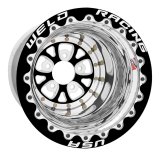 Weld V-Series 15x13 / 5X4.75 BP / 3in. BS Black 3 Piece Wheel - Black Single Beadlock MT thumbnail 1