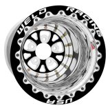 Weld V-Series 15x13 / 5X4.75 BP / 3in. BS Black 3 Piece Wheel - Black Single Beadlock MT thumbnail 2