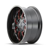 Mayhem 8107 Cogent 17x9 / 5x127 BP / -12mm Offset / 87.1mm Hub Black w/ Prism Red Wheel thumbnail 4