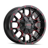 Mayhem 8015 Warrior 17x9 / 5x127 BP / -12mm Offset / 87mm Hub Black w/ Prism Red Wheel thumbnail 1
