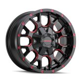 Mayhem 8015 Warrior 17x9 / 5x127 BP / -12mm Offset / 87mm Hub Black w/ Prism Red Wheel thumbnail 3