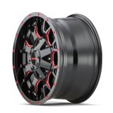 Mayhem 8015 Warrior 17x9 / 5x127 BP / -12mm Offset / 87mm Hub Black w/ Prism Red Wheel thumbnail 5