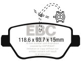 EBC 14-17 Maserati Ghibli (330 PS Package ONLY) Yellowstuff Rear Brake Pads thumbnail 3