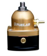 Fuelab 525 EFI Adjustable FPR In-Line Large Seat 25-90 PSI (1) -6AN In (1) -6AN Return - Gold thumbnail 1