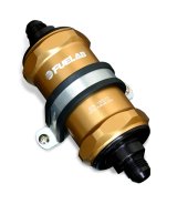 Fuelab 818 In-Line Fuel Filter Standard -6AN In/Out 10 Micron Fabric - Gold thumbnail 2