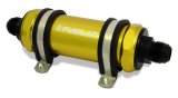 Fuelab 828 In-Line Fuel Filter Long -6AN In/Out 100 Micron Stainless - Gold thumbnail 1