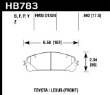 Hawk 08-16 Toyota Highlander Performance Ceramic Street Front Brake Pads thumbnail 6