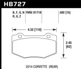 Hawk 14-15 Chevrolet Corvette Stingray Z51 (w/ J55 Brake Package) HP+ Street Rear Brake Pads thumbnail 5
