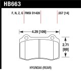 Hawk 10 Hyundai Genesis Coupe (Track w/ Brembo Breaks) HPS Street 14mm Rear Brake Pads thumbnail 1