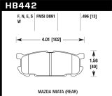 Hawk 01-02 Miata w/ Sport Suspension HP+ Street Rear Brake Pads (D891) thumbnail 5