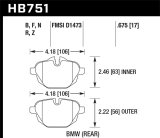 Hawk 2015 BMW 428i Gran Coupe / 11-16 535i / 11-16 X3/X4 HPS 5.0 Rear Brake Pads thumbnail 7