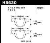 Hawk 04-10 BMW 535i/545i/550i / 04-10 645Ci/650i/02-09 745i/745Li/750 Perf Ceramic Street Brake Pads thumbnail 8
