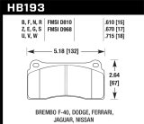 Hawk 03-06/08-09 Dodge Viper / 88-92 Ferrari F40 / 95-97 F50 DTC-60 Race Brembo Brake Pads thumbnail 6