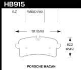 Hawk 15-18 Porsche Macan Performance Ceramic Rear Brake Pads thumbnail 3