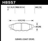 Hawk 2013-2014 Subaru BRZ Ltd (277mm Fr Disc/Solid Rr Disc) High Perf. Street 5.0 Rear Brake Pads thumbnail 5