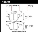 Hawk 2007-2013 Mazda 3 Mazdaspeed HPS 5.0 Front Brake Pads thumbnail 1