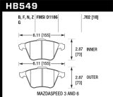 Hawk 2007-2013 Mazda 3 Mazdaspeed HPS 5.0 Front Brake Pads thumbnail 5