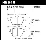 Hawk 2007-2013 Mazda 3 Mazdaspeed HPS 5.0 Front Brake Pads thumbnail 7