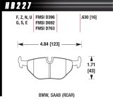 Hawk 1992-1998 BMW 318i HPS 5.0 Rear Brake Pads thumbnail 4