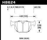 Hawk 2006-2006 BMW 330i HPS 5.0 Rear Brake Pads thumbnail 4