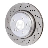 SHW 06-08 BMW Z4 3.2L Left Rear Cross-Drilled Lightweight Brake Rotor (34212282303) thumbnail 1