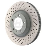 SHW 07-13 Porsche 911 Turbo 3.8L w/o Ceramics Left Front Drilled-Dimple MB Brake Rotor (99735140501) thumbnail 1