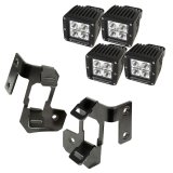 Rugged Ridge 07-18 Jeep Wrangler JK Semi-Gloss Black Square A-Pillar LED Light Mount Kit thumbnail 1