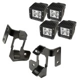 Rugged Ridge 07-18 Jeep Wrangler JK Semi-Gloss Black Square A-Pillar LED Light Mount Kit thumbnail 2