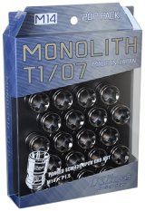 Project Kics 14 x 1.5 Glorious Black T1/07 Monolith Lug Nuts - 20 Pcs thumbnail 1