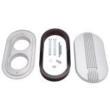 Edelbrock Air Cleaner Classic Series Oval Aluminum 17 5In X 9 35In X 4 45In Dual Carburetor thumbnail 4
