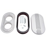 Edelbrock Air Cleaner Classic Series Oval Aluminum 17 5In X 9 35In X 4 45In Dual Carburetor thumbnail 5