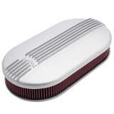 Edelbrock Air Cleaner Classic Series Oval Aluminum 17 5In X 9 35In X 4 45In Dual Carburetor thumbnail 8