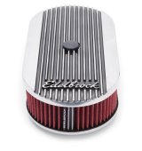 Edelbrock Air Cleaner Elite II Oval Single 4-Bbl Carb 2 5In Red Element Polished thumbnail 3
