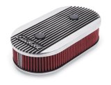 Edelbrock Air Cleaner Elite II Oval Dual-Quad Carbs 2 5In Red Element Polished thumbnail 2