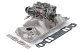 Edelbrock Manifold And Carb Kit Performer RPM Small Block Chevrolet Vortec Natural Finish thumbnail 1