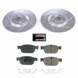 PowerStop Z23 Evolution Sport Brake Upgrade Kits K7703 Rotors/Pads, Sport, Carbon Fiber Ceramic Pads, Iron Rotors, Zinc Plated, Cross-Drilled/Slotted, Front, Volvo, Set thumbnail 1