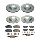 PowerStop Z23 Evolution Sport Brake Upgrade Kits for 2021-2024 K5, 2020-2024 SONATA - K8809 Rotors and Pads, Upgrade, Cross-drilled/Slotted Rotors, Carbon Fiber Ceramic Pads, Front and Rear, Hyundai, Kia, Kit thumbnail 1