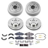 PowerStop Autospecialty Stock Replacement Disc and Drum Brake Kits for 2003-2004 ALERO, 2000-2005 GRAND AM - KOE15505DK Kit, Replacement, Solid Surface Front Rotors, Rear Drums, Pads Shoes, Oldsmobile, Pontiac, Kit thumbnail 1