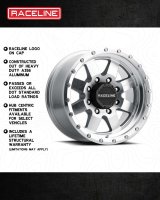 Raceline 935MC Defender 17x9in / 6x139.7 BP / -12mm Offset / 107.95mm Bore - Machined Wheel thumbnail 4
