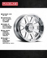 Raceline 940C Hostage 16x8in / 8x165.1 BP / 0mm Offset / 125.2mm Bore - Chrome Wheel thumbnail 3