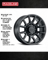 Raceline 950B Gauge 20x9in / 8x180 BP / 18mm Offset / 124.2mm Bore - Satin Black Wheel thumbnail 8