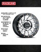 Raceline A12SB Squad 15x7in/4x156 BP/10mm Offset/132.5mm Bore - Silver & Black Ring Beadlock Wheel thumbnail 6