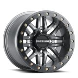 Raceline A91G Ryno 15x7in/4x137 BP/10mm Offset/110.18mm Bore - Gunmetal & Black Ring Beadlock Wheel thumbnail 1