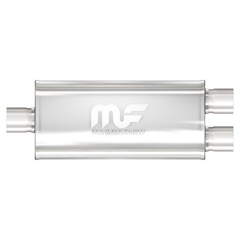 MagnaFlow Performance 409 Stainless Steel 2.25 Inch Muffler 12148 Muffler, in. Inlet/Dual 2.00 in. Outlet, Steel, Natural, Each